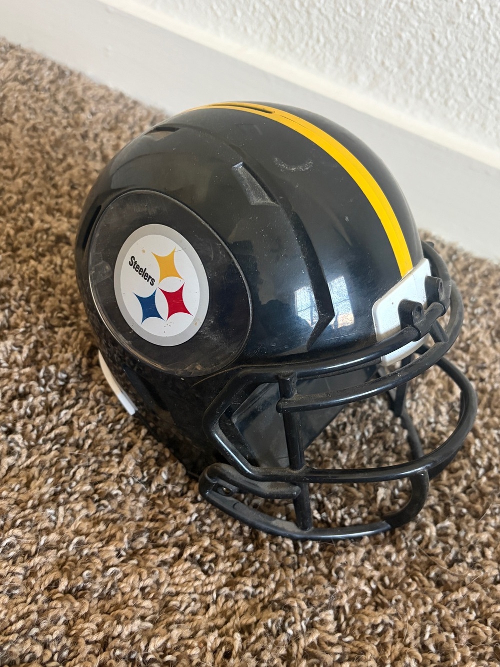 Pittsburgh Steelers Helmet piggy bank - Black with Yellow Stripe